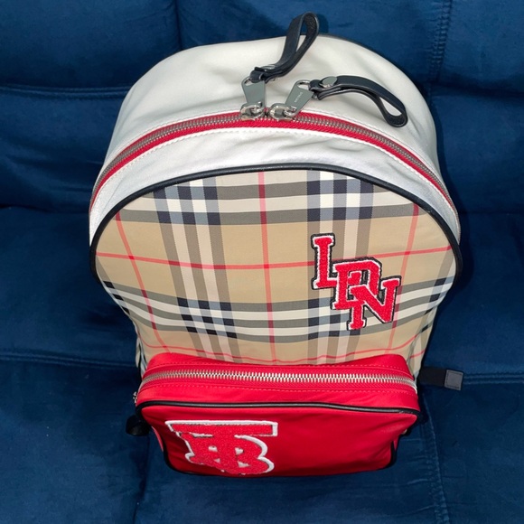 Burberry Nylon Check TB Logo Rucksack Backpack Rare Plaid excellent condition - Picture 13 of 14